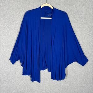 Studio Works Cardigan Top XL Blue Open‎ Oversized Thin Career Office Wrap Shirt